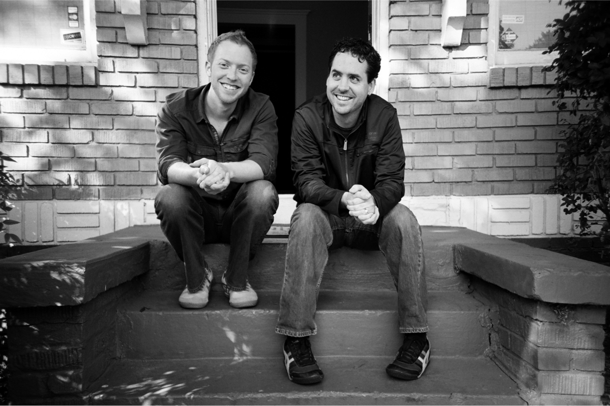 Blake Howard and Craig Johnson Founders of Matrchstic sitting on steps of first office
